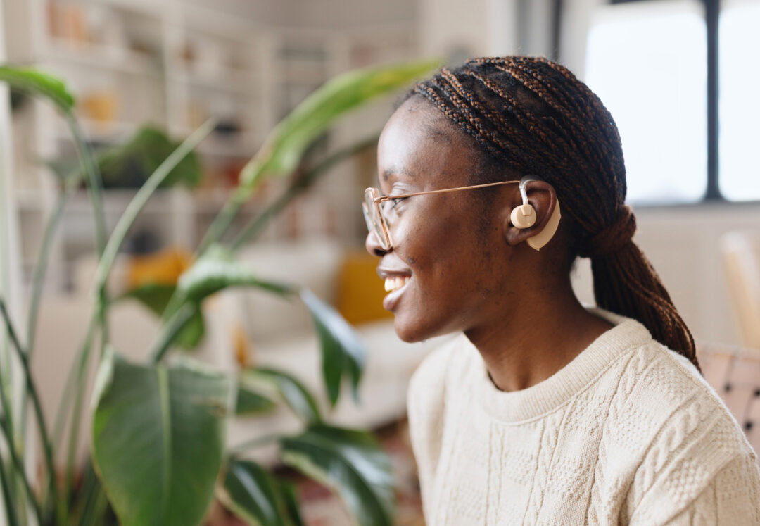 Woman wearing hearing aids